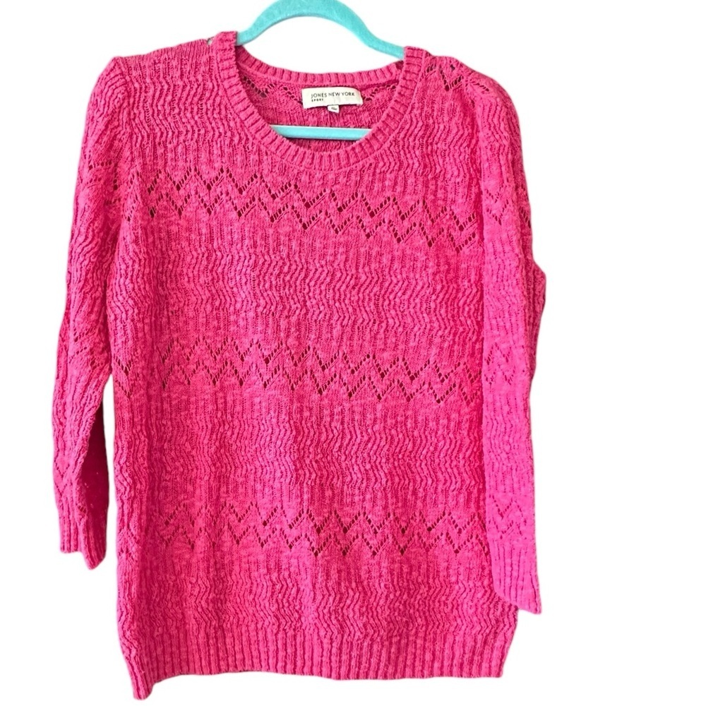 🔴 5 for $40 SALE! 
Jones New York Hot Pink Crew Neck Loose Knit Sweater sz XL